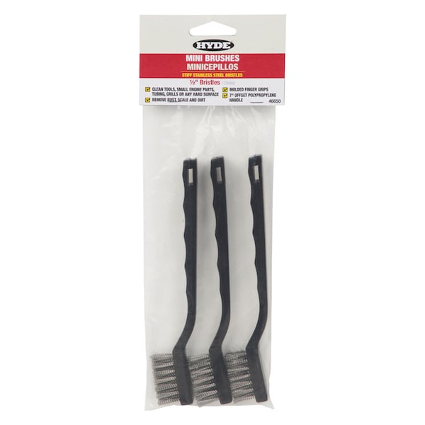 Hyde Hyde 10 in. L Stainless Steel Mini Bristle Brush - 46650