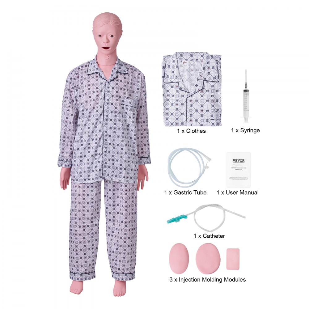 VEVOR Nursing Training Manikin, Male Life Size Demonstration Human Manikin for Nursing Training, Multifunctional Education Teaching Model Supplies, PVC Anatomical Mannequin Body Care Simulator Model - HLRTMXDBLNXH3GWPCV0