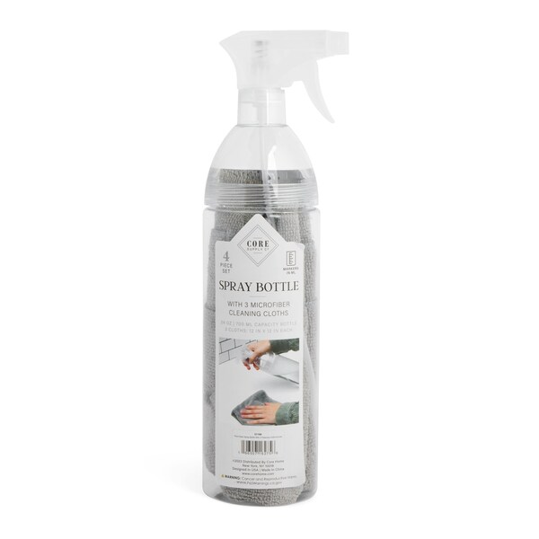 Core Supply Co. Pure Clean Spray Bottle With 3 Cleaning Cloths - Smoke - 51169