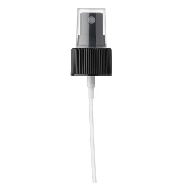 Tricorbraun 24-410 P/P Fine Mist Sprayer Black Ribbed .12Ml-.14Ml, 4.375 Inch Dip Tube Clear P/P Hood - 141036