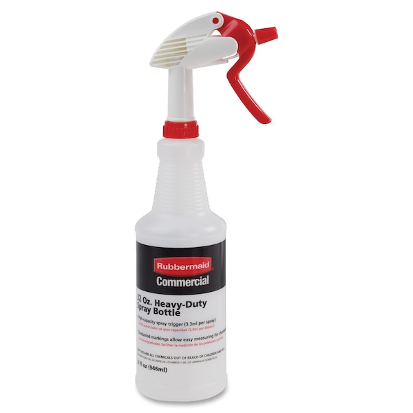 Rubbermaid Commercial Spray Bottle, 32oz. Clear, PK 6 - RCP9C03060000CT