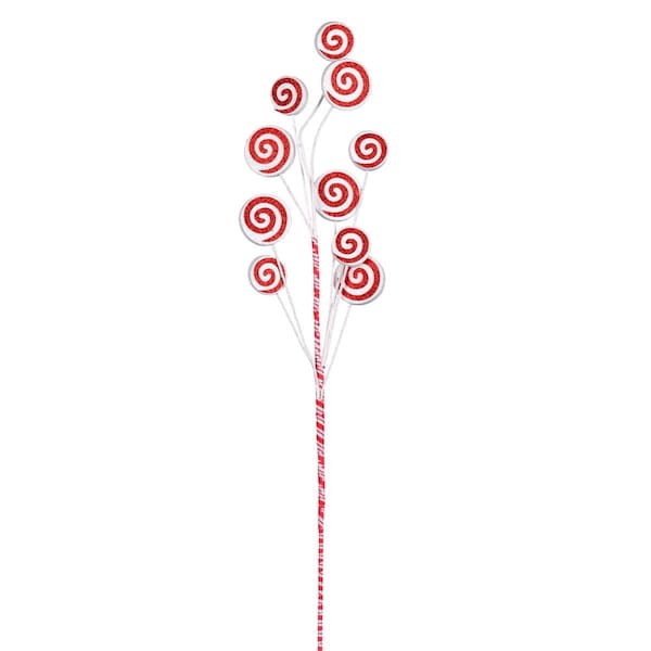 Hd Deco 20 in. Red & White Swirl Spray, 6PK - HD3892173
