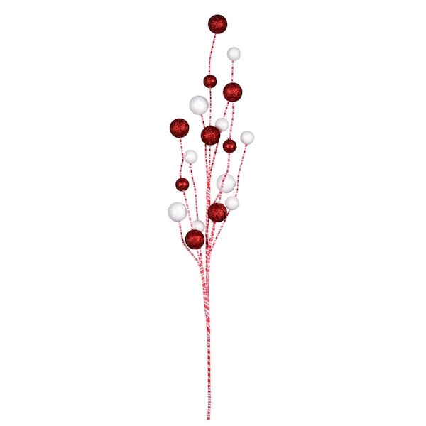 Vickerman 20 in. Red White Glitter Gumdrop Curl Spray, 6PK - QG205024