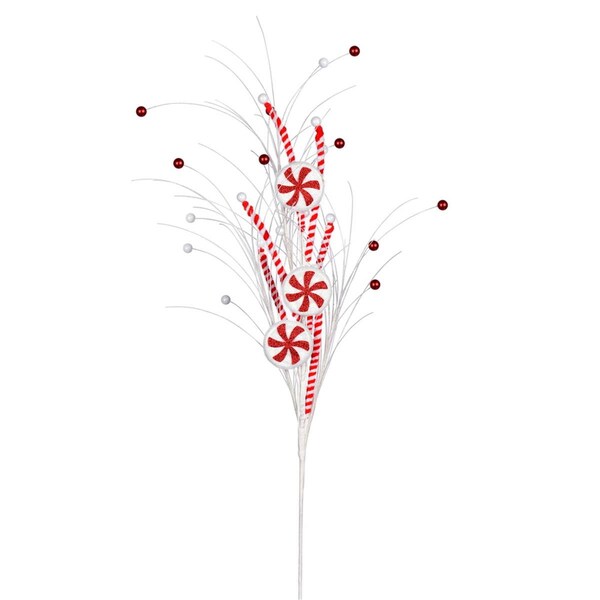 Vickerman 20 in. Red & White Candy Swirl Spray, 6PK - QG205027