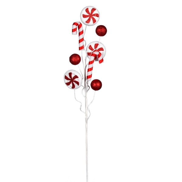 Vickerman 20 in. Red & White Candy Cane Swirl Spray, 6PK - QG205022
