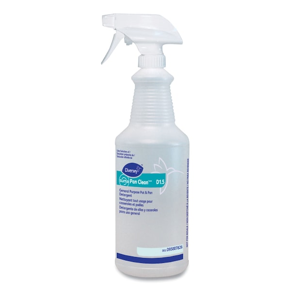 Diversey Pan Clean Spray Bottle, 32 oz, Clear, PK12, 12PK - D95007826