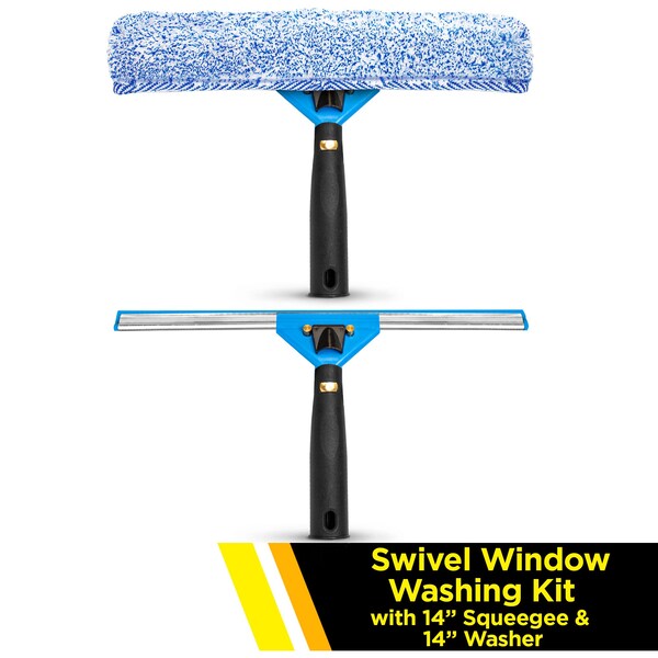 Gritt Commercial Swivel Window Washing Kit with 14 Squeegee and 14 Washer - GRI136
