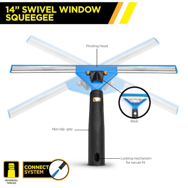 Gritt Commercial Swivel Window Washing Kit with 14 Squeegee and 14 Washer - GRI136