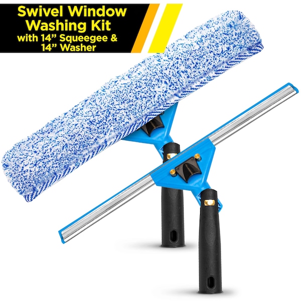 Gritt Commercial Swivel Window Washing Kit with 14 Squeegee and 14 Washer - GRI136