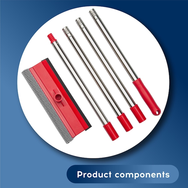 Dsv Standard Window Squeegee, 2-in-1 Window Cleaner w/ 55in Extension Poles, 12-PK - 87441-12