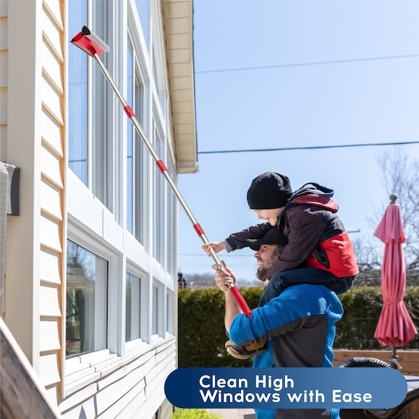 Dsv Standard Window Squeegee, 2-in-1 Window Cleaner w/ 55in Extension Poles, 12-PK - 87441-12