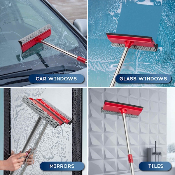 Dsv Standard Window Squeegee, 2-in-1 Window Cleaner w/ 55in Extension Poles, 12-PK - 87441-12