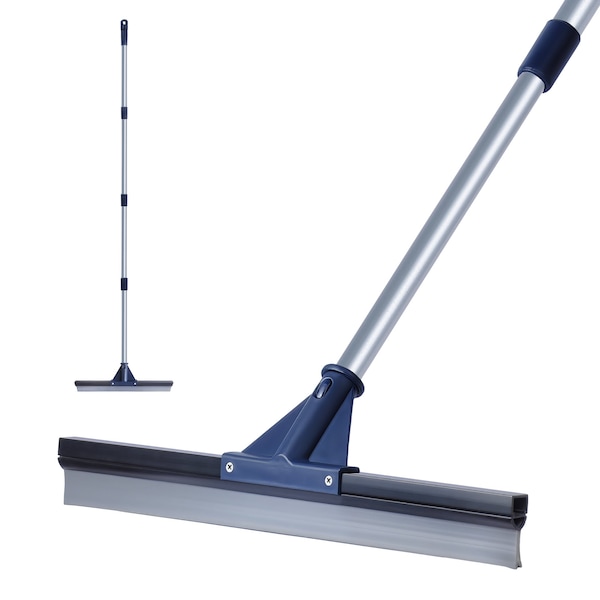 Dsv Standard Professional Floor Scrubber Squeegee, 17.5in Silicone Rubber Blade, 62in Steel Pole, 10-PK - 87555-18 (10)
