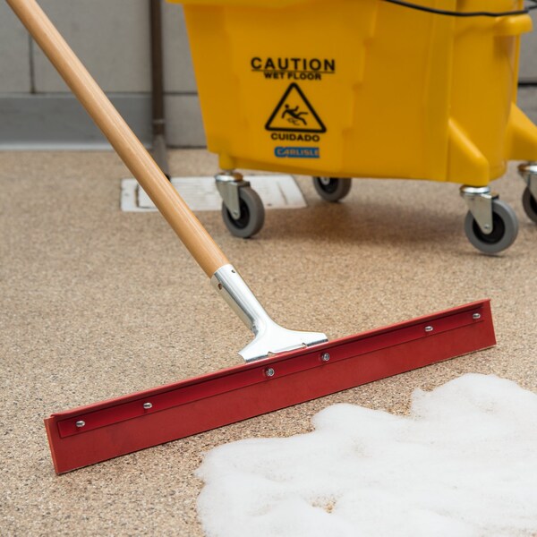 Carlisle Foodservice Str Red Gum Rbbr Floor Squeegee, 24", PK6 - 4007600