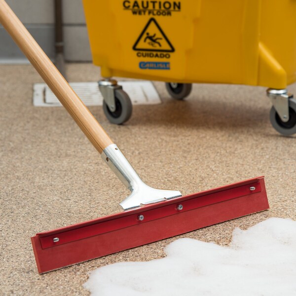 Carlisle Foodservice Str Red Gum Rbbr Floor Squeegee, 18", PK6 - 4007500