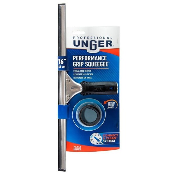 Unger Industrial Unger Professional Window Squeegee, 16 in Blade, Poly Blade - 981020