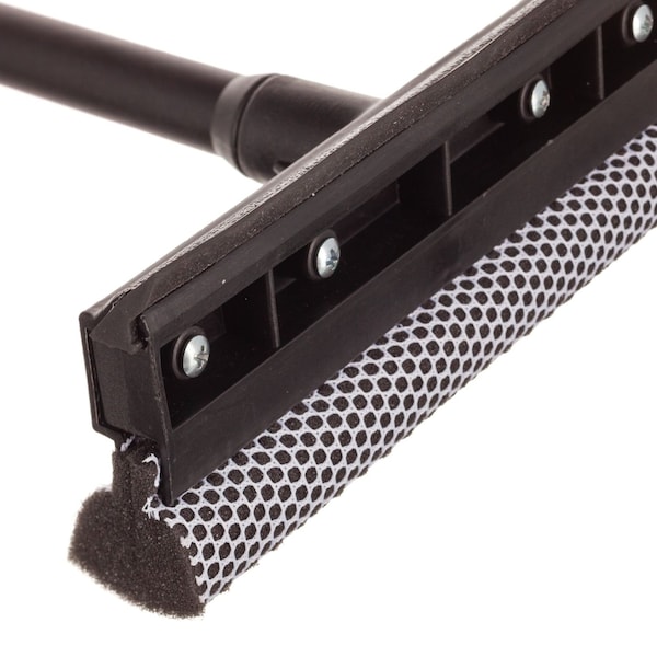 Unger Auto Squeegee, 8 in. Rubber Blade, 8 in. Mesh Scrubber, 21 in. Plastic Handle with Grip, Black, 20PK - UNGAUSQ0