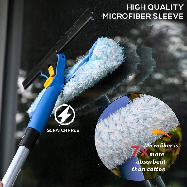 Kleen Handler 14 in. 2-in-1 Window Washing Squeegee, Multi-Use Glass Cleaner for Commercial and Personal Use - KHES-CS-14IN