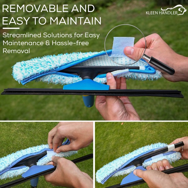 Kleen Handler 14 in. 2-in-1 Window Washing Squeegee, Multi-Use Glass Cleaner for Commercial and Personal Use - KHES-CS-14IN