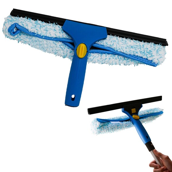 Kleen Handler 14 in. 2-in-1 Window Washing Squeegee, Multi-Use Glass Cleaner for Commercial and Personal Use - KHES-CS-14IN