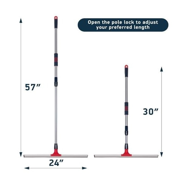 Dsv Standard Professional Telescopic Stainless Aluminum Floor Scrubber Squeegee - 87666