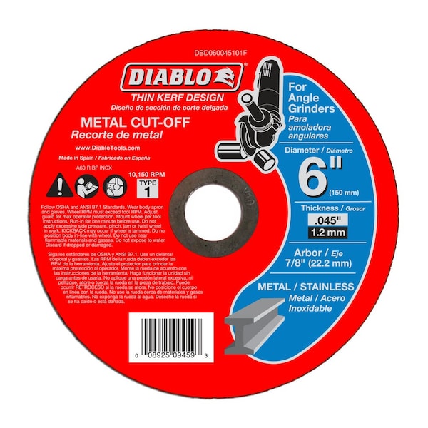 Disco de corte de metal Diablo, 6 pulgadas de diámetro - DBD060045101F