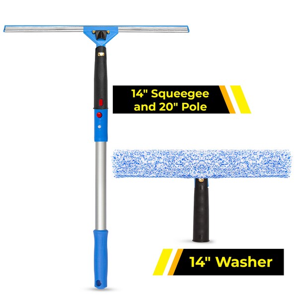 Gritt Commercial Pro Window Washing Kit with with 14 Squeegee, 14 Washer and 20 Pole - GRI138