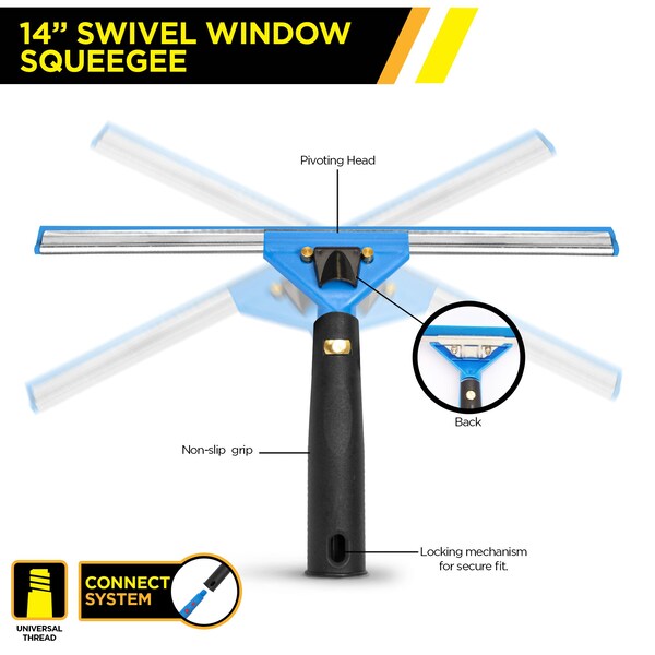 Gritt Commercial Pro Window Washing Kit with with 14 Squeegee, 14 Washer and 20 Pole - GRI138