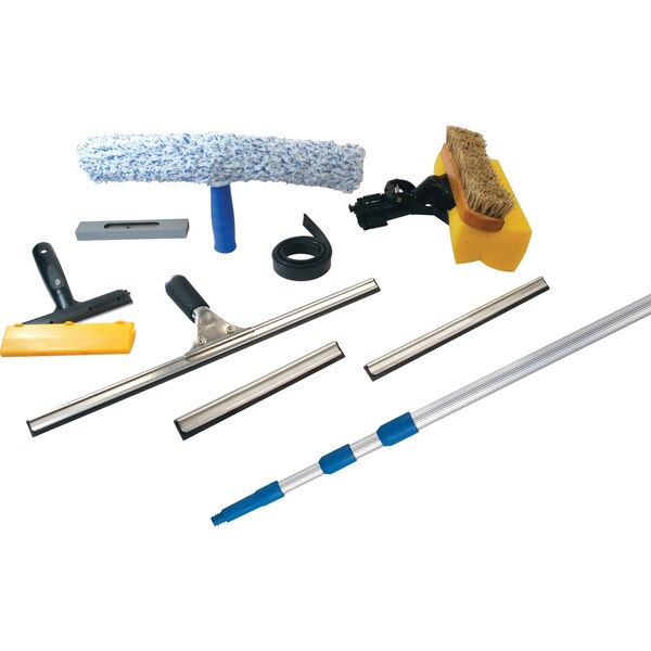 Ettore Window Cleaning Kit, 10-1/4"Wx2-3/4"Lx55"H, Blue/Silver - ETO2510