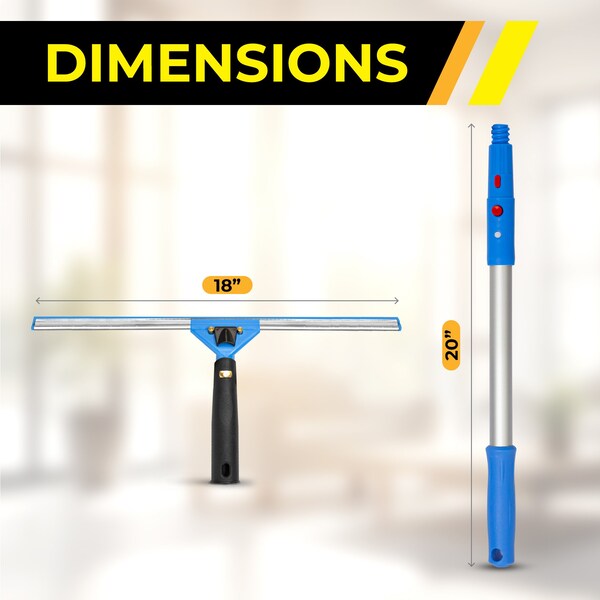 Gritt Commercial Window Washing Kit with 18 Swivel Window Squeegee and 20 Pole - GRI131-18