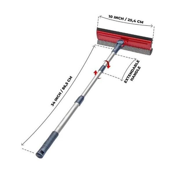 Dsv Standard Professional Window Squeegee, Long Handle, 2-in-1 Window Cleaner, 12-PK - 87444A-12