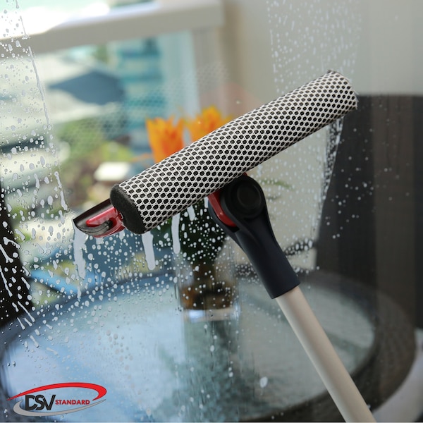 Dsv Standard Professional Window Squeegee, Long Handle, 2-in-1 Window Cleaner, 12-PK - 87444A-12