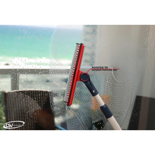 Dsv Standard Professional Window Squeegee, Long Handle, 2-in-1 Window Cleaner, 12-PK - 87444A-12