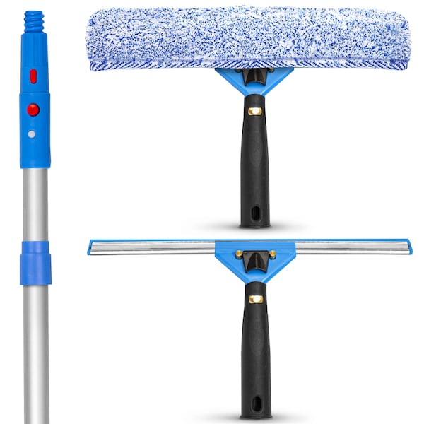Gritt Commercial Pro Window Washing Kit with with 14 Squeegee, 14 Washer and 6' Telescopic Pole - GRI137-6F-14