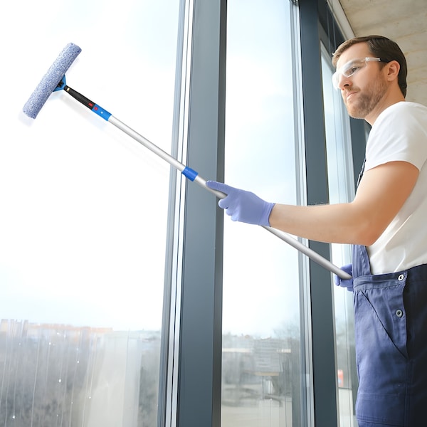Gritt Commercial Pro Window Washing Kit with with 14 Squeegee, 14 Washer and 6' Telescopic Pole - GRI137-6F-14