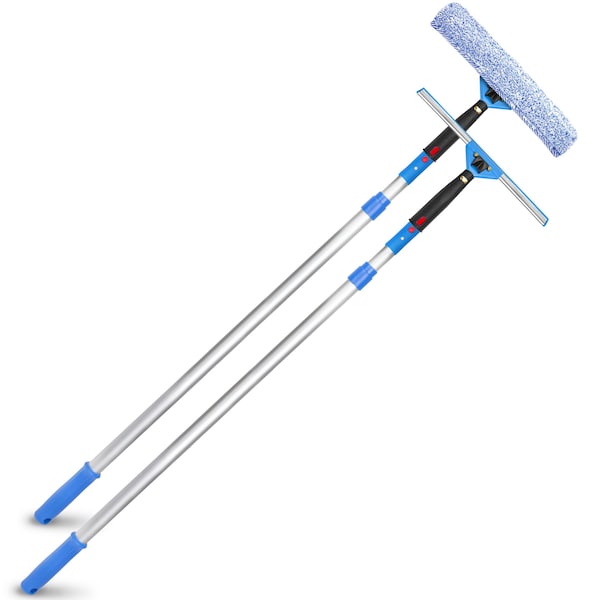 Gritt Commercial Pro Window Washing Kit with with 14 Squeegee, 14 Washer and 6' Telescopic Pole - GRI137-6F-14