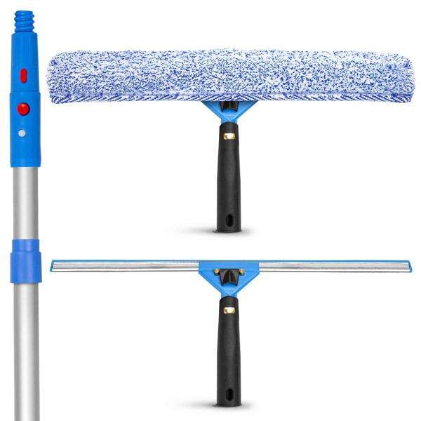 Gritt Commercial Pro Window Washing Kit with with 18 Squeegee, 18 Washer and 6' Telescopic Pole - GRI137-6F-18