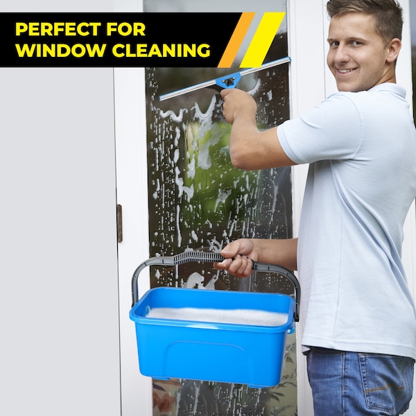 Gritt Commercial Pro Window Washing Kit with with 14 Squeegee, 14 Washer, 6' Telescopic Pole and 3 Gallon Bucket - GRI137B-6F-14