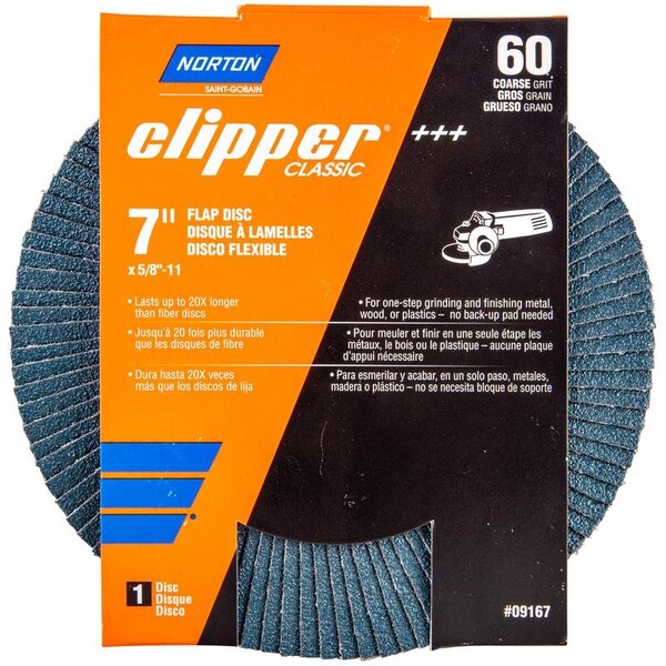 Controles de Puerta Norton Norton Clipper 7 in. D X 5/8-11 in. Disco de Aletas de Alúmina de Circonio de Algodón X-Peso 60 Grit 1 paq - 70184609167