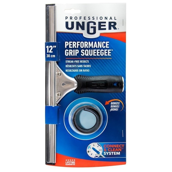 Unger Industrial Unger Professional Window Squeegee, 12 in Blade, Poly Blade - 981010