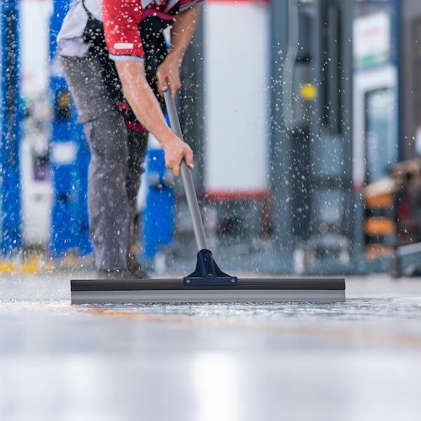 Dsv Standard Floor Squeegee, 51.5in Stainless Steel Handle, 30in Silicone Blade, Commercial, Industrial Cleaning - 87555