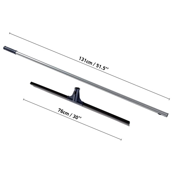 Dsv Standard Floor Squeegee, 51.5in Stainless Steel Handle, 30in Silicone Blade, Commercial, Industrial Cleaning - 87555