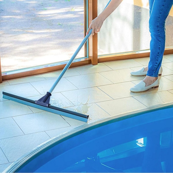 Dsv Standard Floor Squeegee, 51.5in Stainless Steel Handle, 30in Silicone Blade, Commercial, Industrial Cleaning - 87555