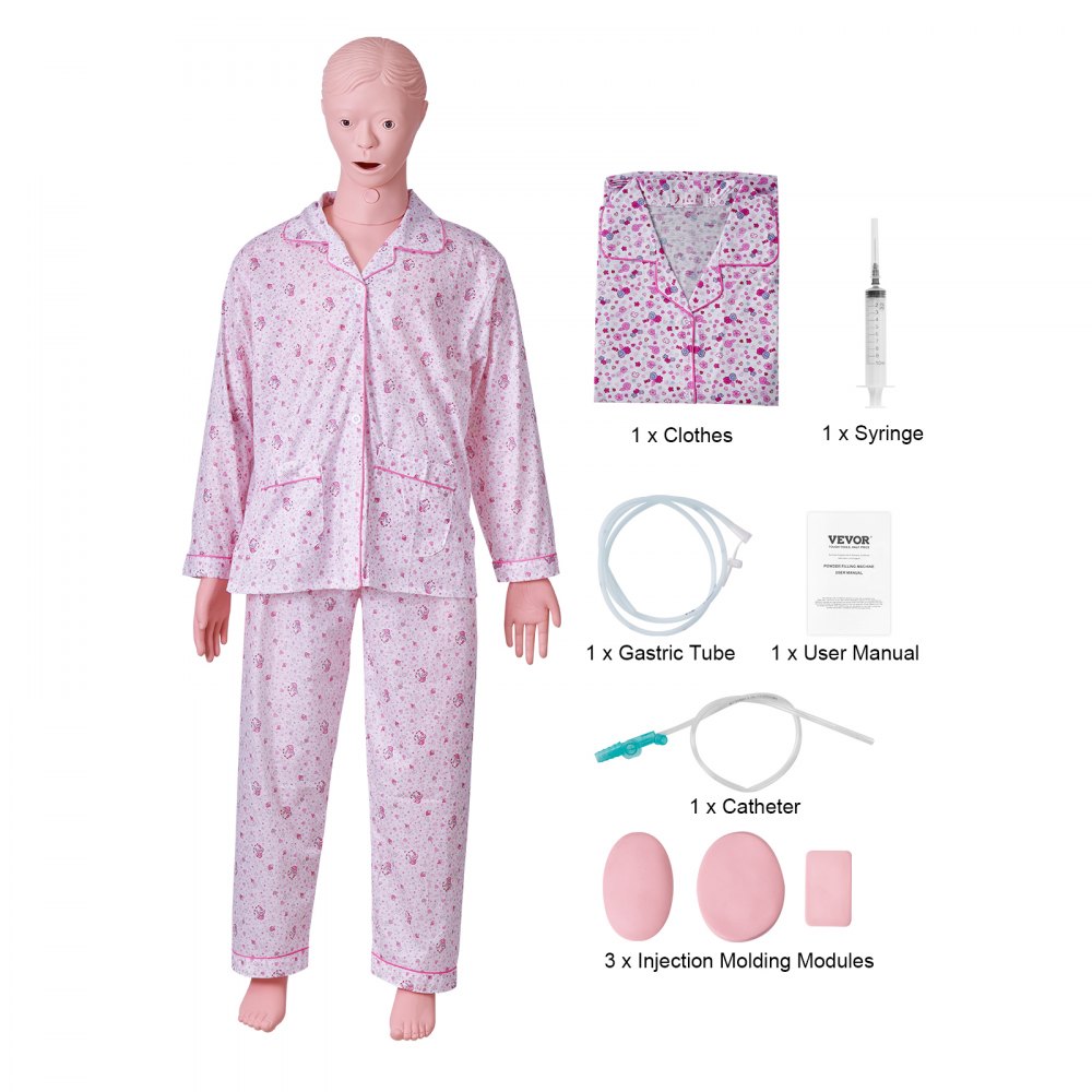 VEVOR Nursing Training Manikin, Female Life Size Demonstration Human Manikin for Nursing Training, Multifunctional Education Teaching Model Supplies, PVC Anatomical Mannequin Body Care Simulator Model - HLRTMXNXHLMXS5698V0