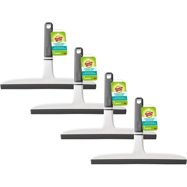 Scotch-Brite Streak-Free Squeegee, 10-1/4 in Blade, Plastic Blade, Straight Blade, Gray/White - SQP-4