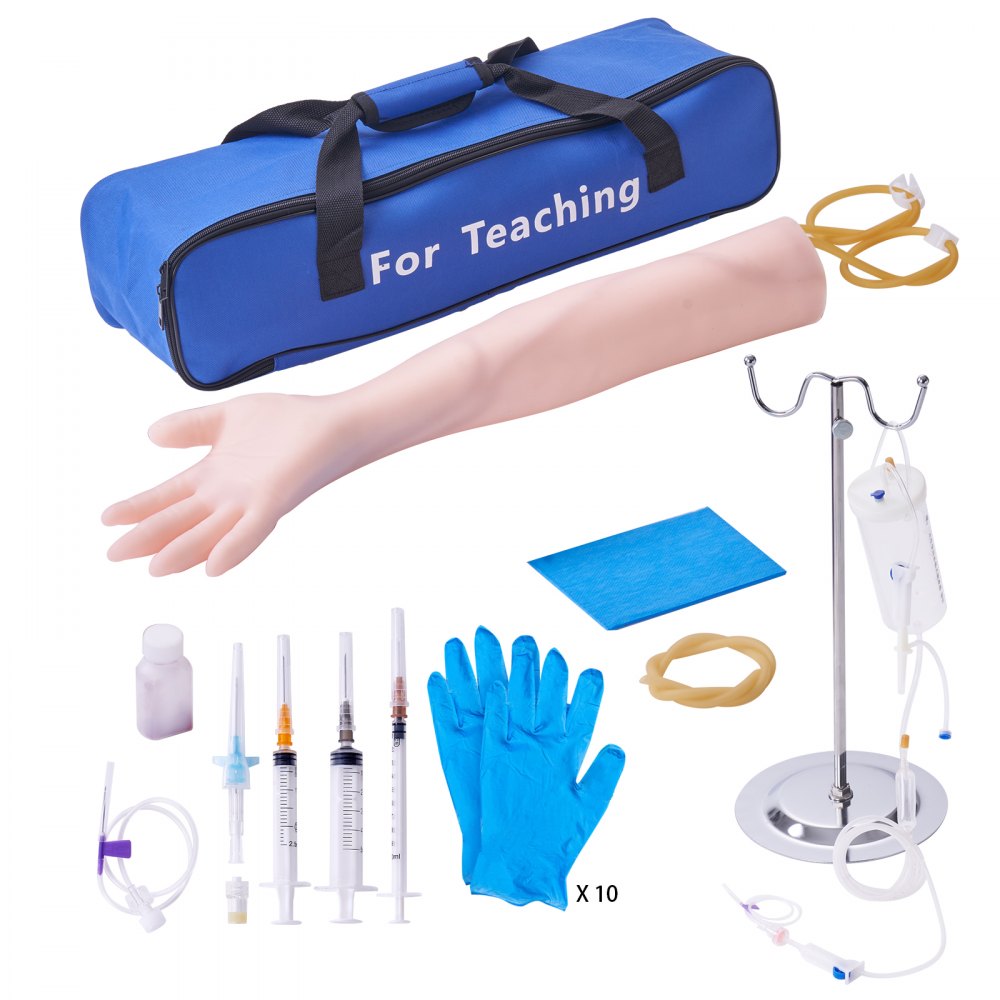 VEVOR Phlebotomy Practice Kit, IV Venipuncture Intravenous Training Kit, High Simulation IV Practice Arm Kit with Carrying Bag, Practice and Perfect IV Skills, for Students Nurses and Professionals - ZSCXLXTJDP1ZWUNO5V0