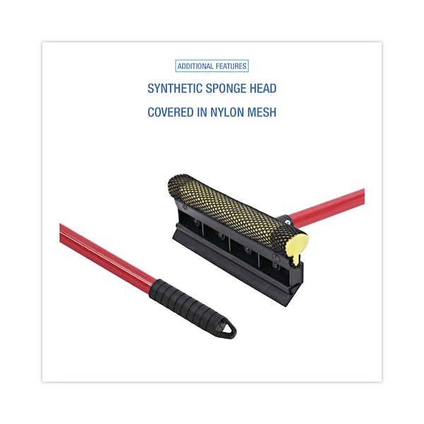 Boardwalk Gen-Duty Squeegee, 8" Sponge/Rubber Blade, Black/Red, 21" Metal Handle - BWK824