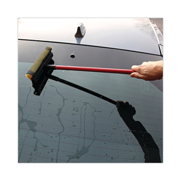 Boardwalk Gen-Duty Squeegee, 8" Sponge/Rubber Blade, Black/Red, 21" Metal Handle - BWK824
