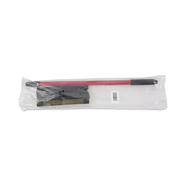 Boardwalk Gen-Duty Squeegee, 8" Sponge/Rubber Blade, Black/Red, 21" Metal Handle - BWK824