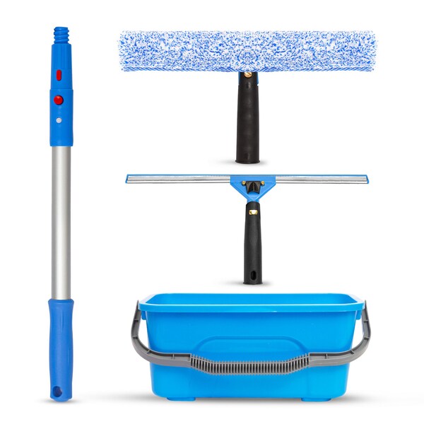 Gritt Commercial Pro Cleaning Kit with with 14 Squeegee, 14 Washer, 20 Pole and 3 Gallon Heavy-Duty Bucket - GRI138B